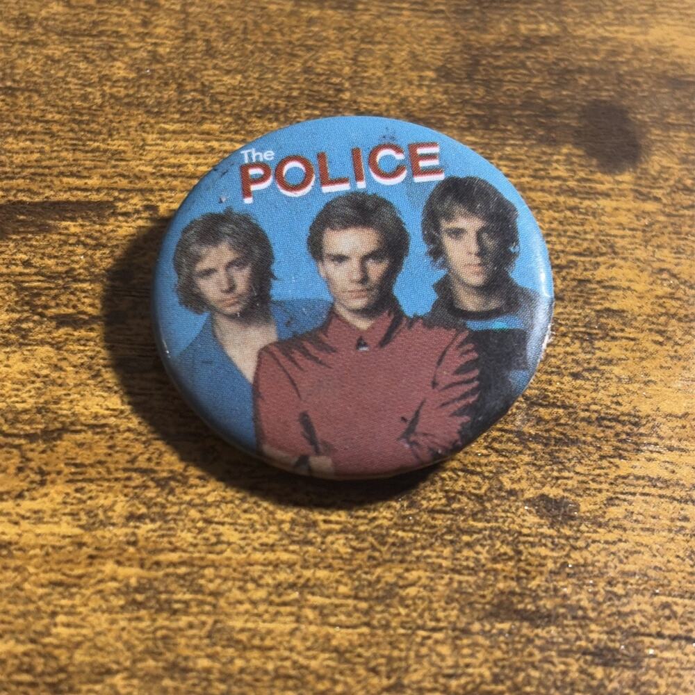 Vintage 1983 The Police Pinback Button #1 Sting Andy Stewart